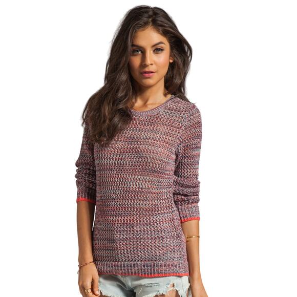 Joie Women's Carlee Contrast Sweater Heather Grey Neon Knit Size Small - Picture 1 of 10